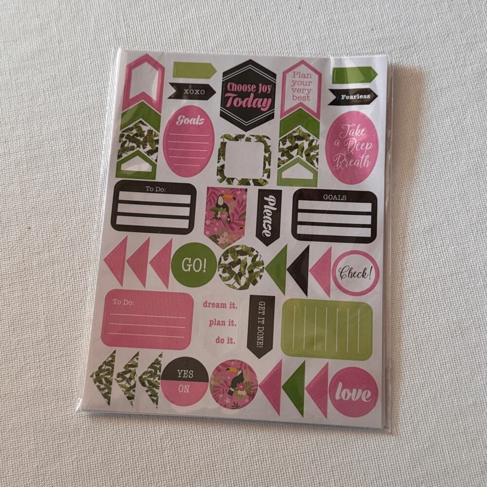 Pen & Gear Vibrant Pink and Green Journal Planner Sticker Set